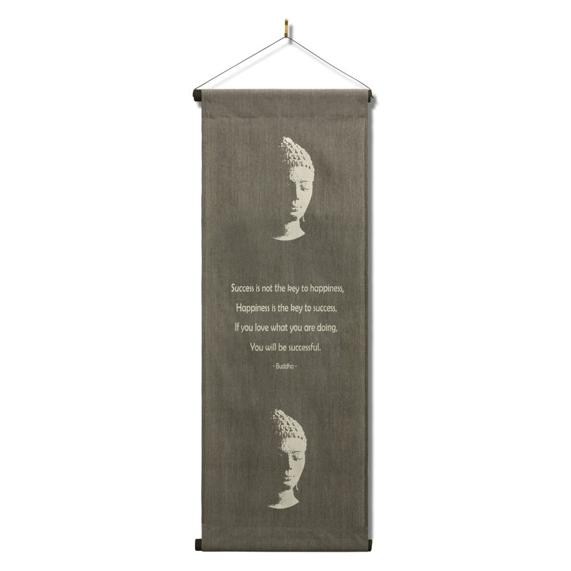 Inspirational Wall Hanging Scroll "Buddha - Success Is Not The Key To Happiness" Banner, Inspiring Quote, Motivational Uplifting, Thought Tapestry