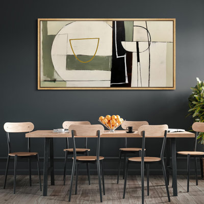 «Mid Century Shape Abstract Geometric Shapes», reproduction encadrée sur toile