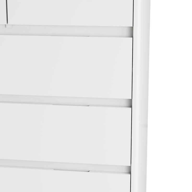 Six drawer side table-Multi Storage Function: White color cabinet with 6 drawers Simple design, White