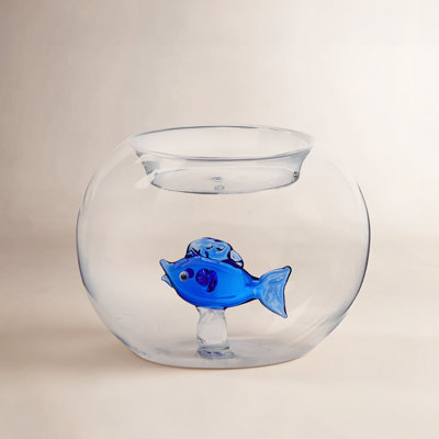 Fish Globe Tealight Candle Holder Blue Glass Everyday
