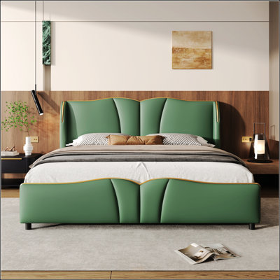 Base de lit rembourrée en cuir pour grand lit