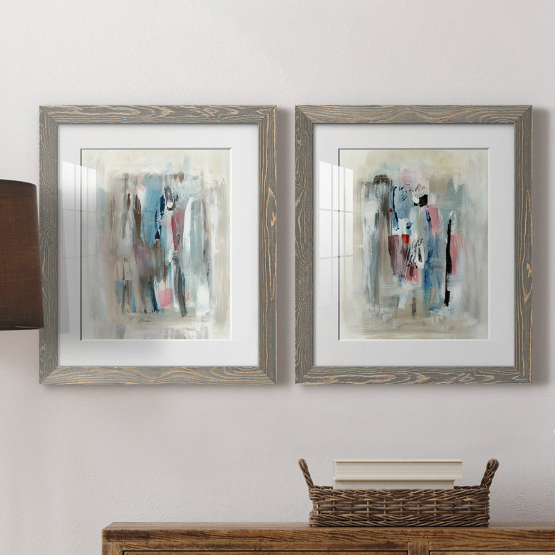 «Rain Shadow I», ensemble de 2 reproductions d'art, Blanc, Cadre en papier gris, H 24 po x l 36 po x P 1,5 po