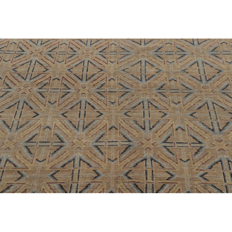 Rug & Kilim’S 18Th Century Chinese Rug In Beige-Brown And Blue Patterns, Rectangle 10' x 14'