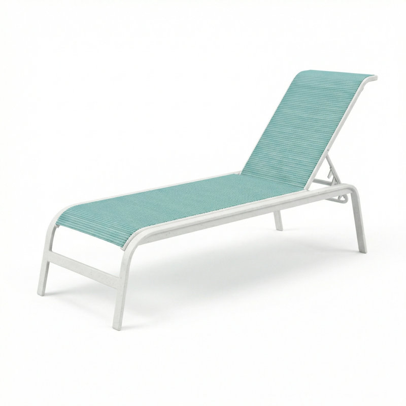 Chaise, Dupione Aquamarine Sling/River White