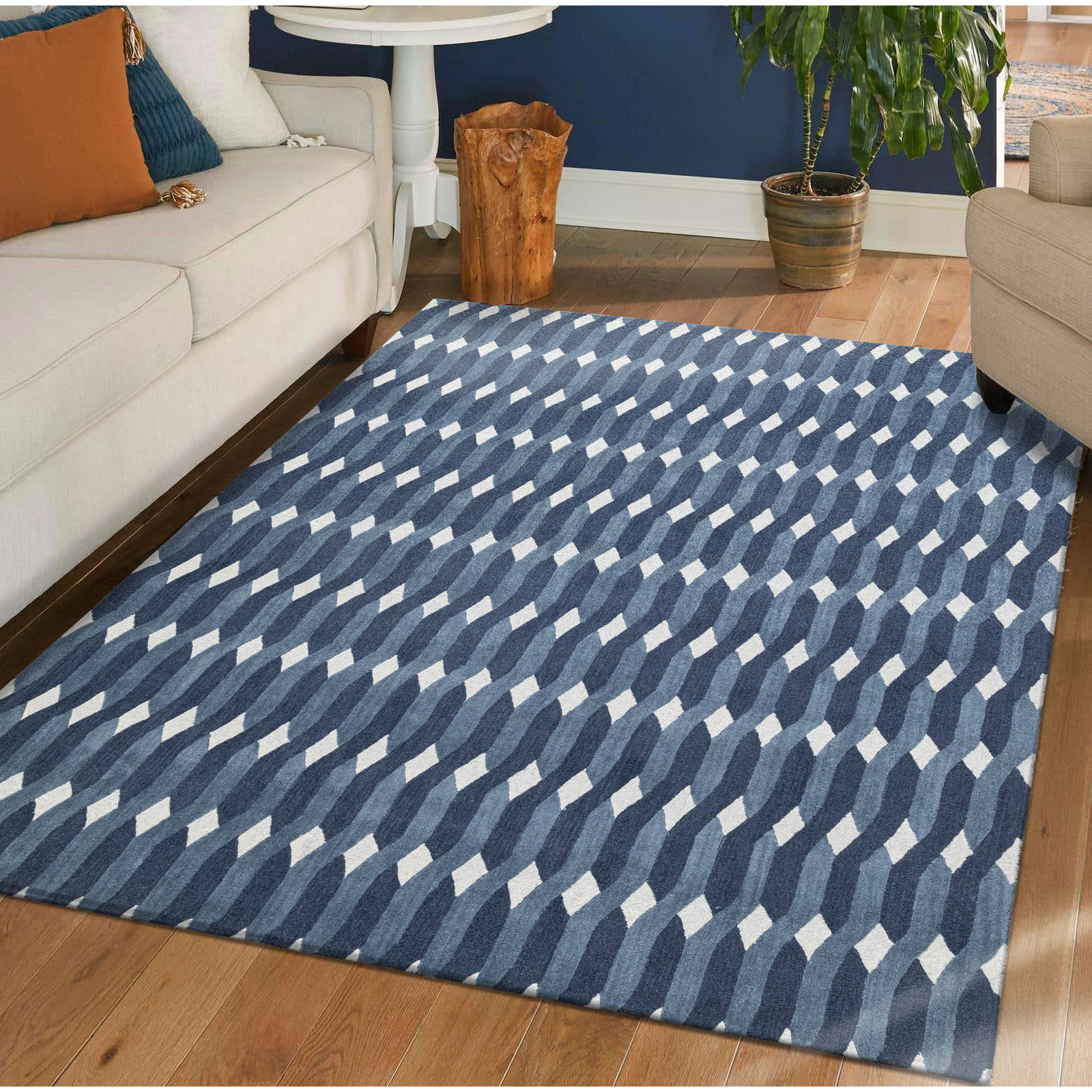 Woodcliff Hand-Tufted Geometric Wool Rug, Rectangle 6' x 9'