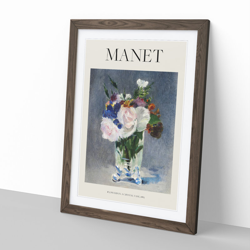 Flowers In A Crystal Vase by Edouard Manet - Single Picture Frame Print, Walnut Framed, 65cm H x 48cm W x 2cm D