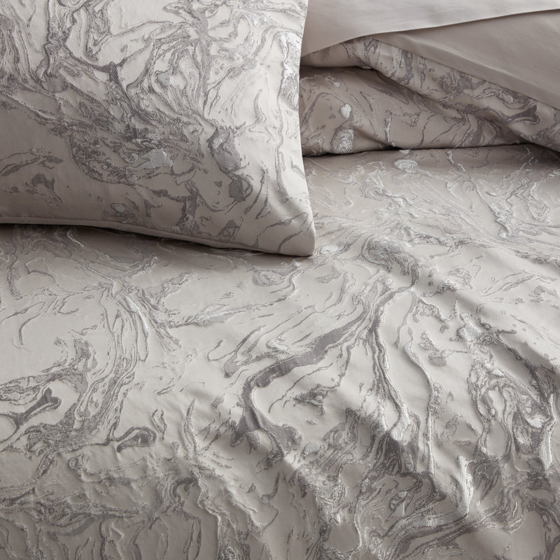 Liquid Marble Duvet Cover, Gray, Queen Duvet Cover