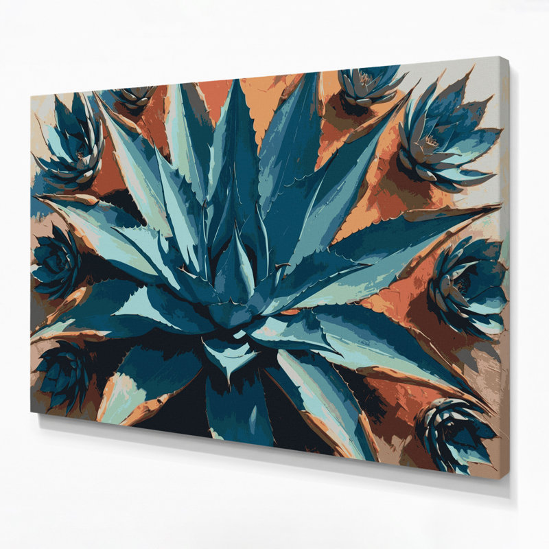 «Southwestern Plants Agave Plant 146», art mural sur toile grise, H 12 po x l 18 po