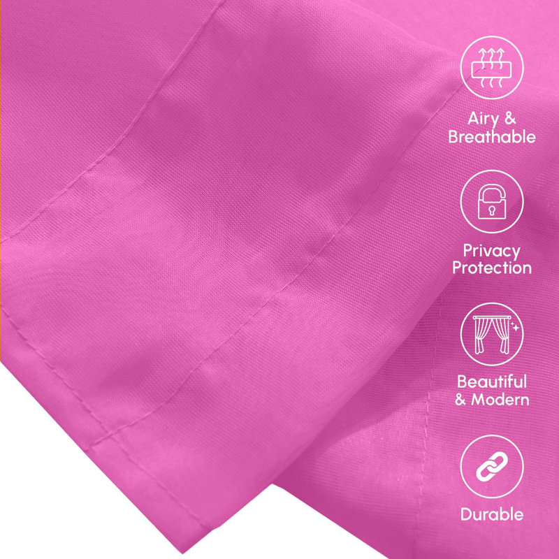 Yaelle Semi Sheer Curtain Pair, 60" W x 84" L, Hot Pink