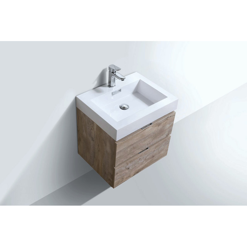 Royka 23.63'' Single Bathroom Vanity with Acrylic Top, Natural