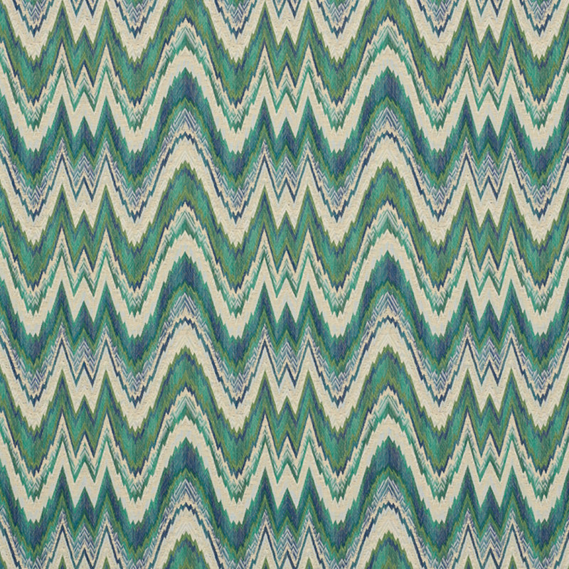 Valkyrie Flame Stitch Fabric, Emerald/Peacock