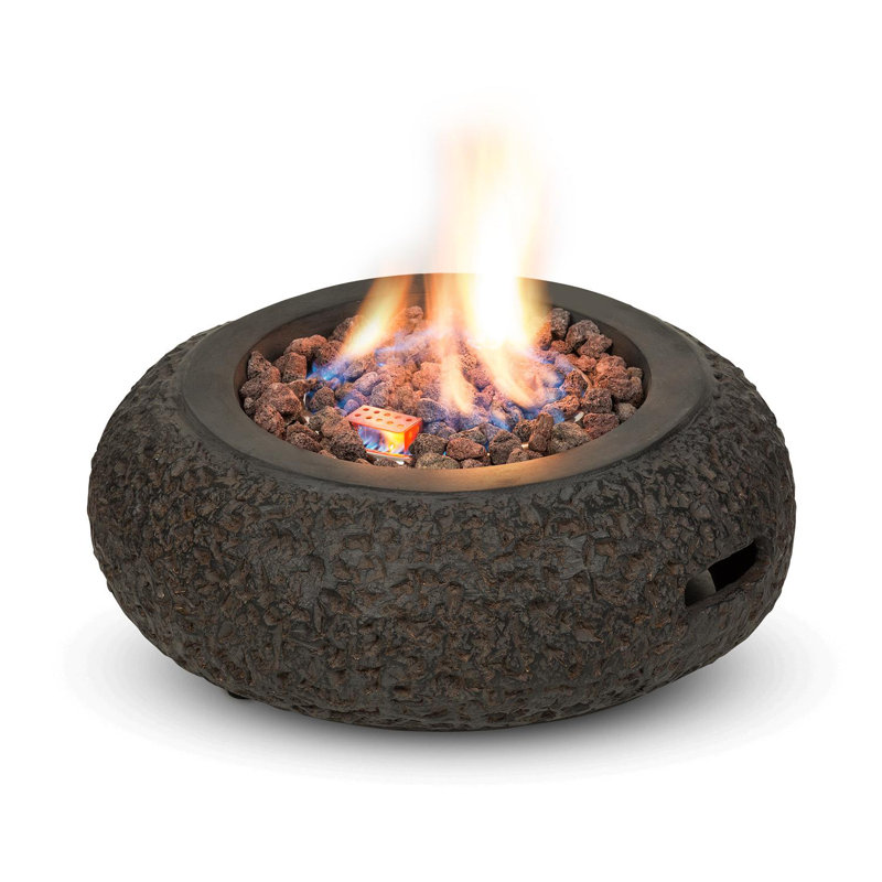 Round Stone Propane Smokeless Fire Pit with Lid