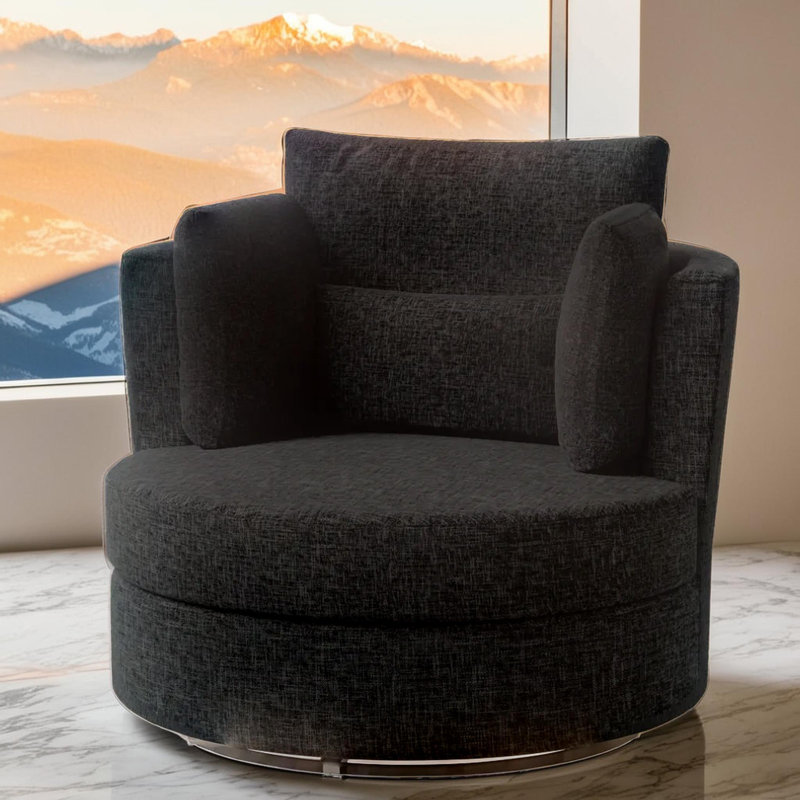 Fauteuil d'appoint pivotant Chenille, Chenille noir