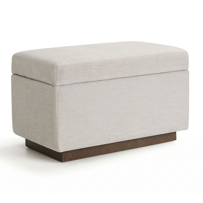 Banc de rangement rembourré de 75 cm (29,5 po), tabouret de maquillage rembourré avec plateau relevable et base en bois pour chambre à coucher