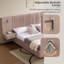 Lit plateforme tapissier avec tête de lit en chenille plissée, tables de chevet intégrées, lampes réglables et support à lattes stable - aucun sommier nécessaire-216744476-216127784