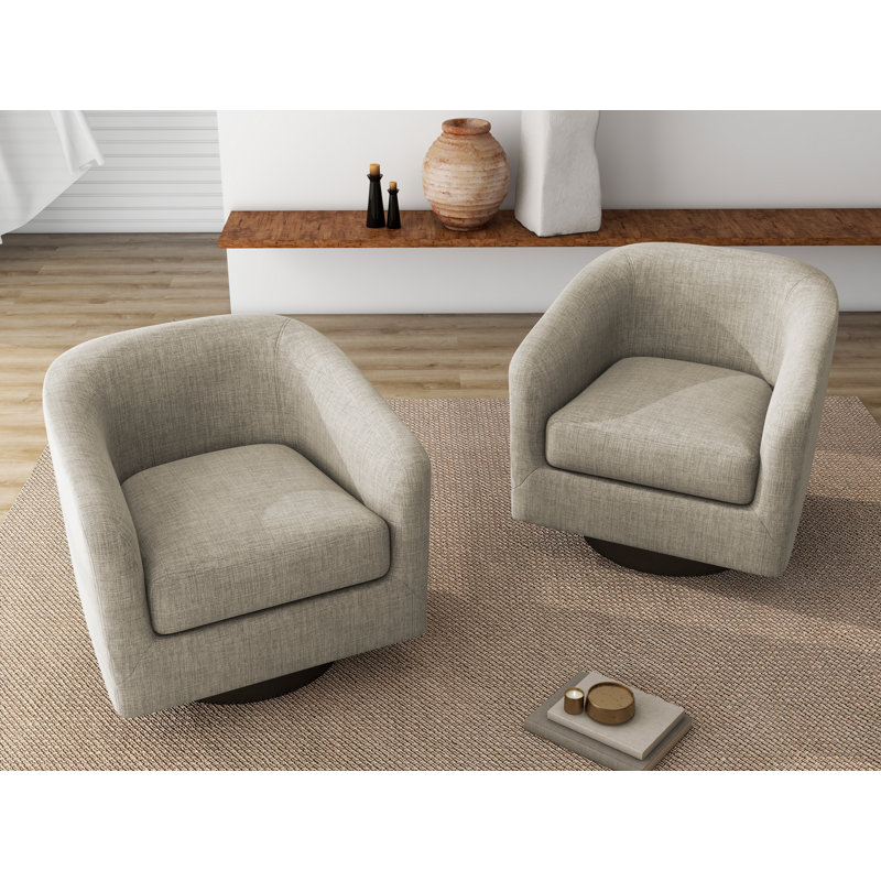Bennett 73.1Cm Wide Swivel Barrel Chair, Light Brown Polyester Blend