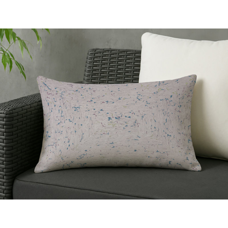 Coussin décoratif intérieur et extérieur Modern, Beige abstrait 43, Rectangle H 14 po x l 20 po