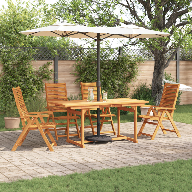4 - Person Solid Wood Patio Dining Set Table,