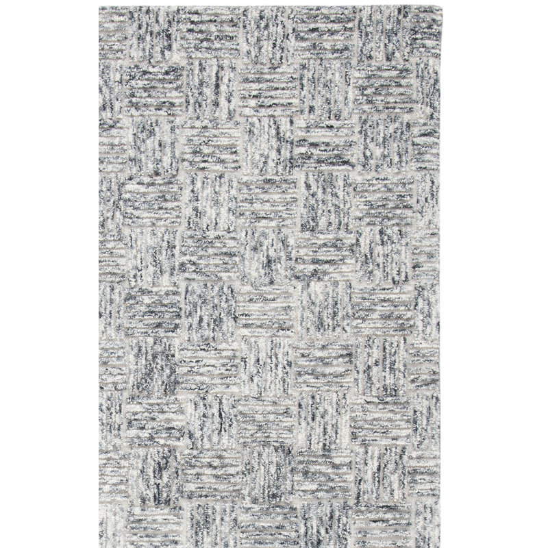 Richard Geometric Handmade Tufted Gray Area Rug, Square 5'