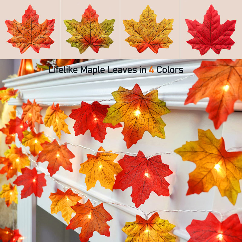 2 Pack Fall Decorations For Home Maple Leaf Lights Multicoloured