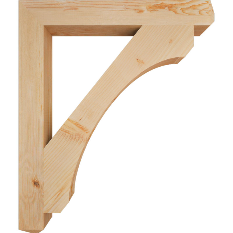 H Wood Bracket/Corbel, 38" H x 3.5" W x 32" D, Douglas Fir (Smooth)