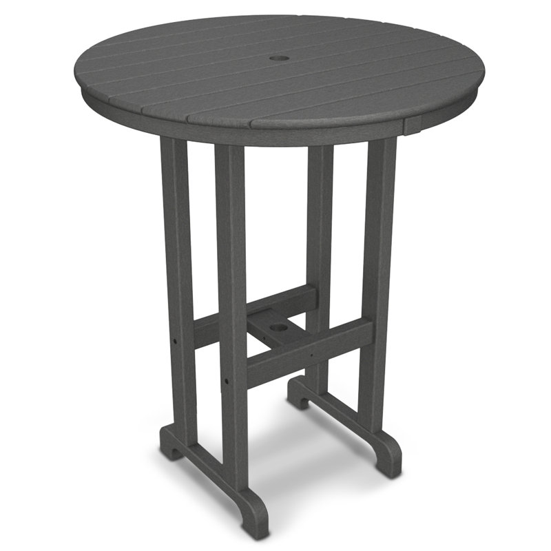 POLYWOOD Captain 2 - Person Patio Dining Set with Round Table , Cushions Included, Mahogany, 48"