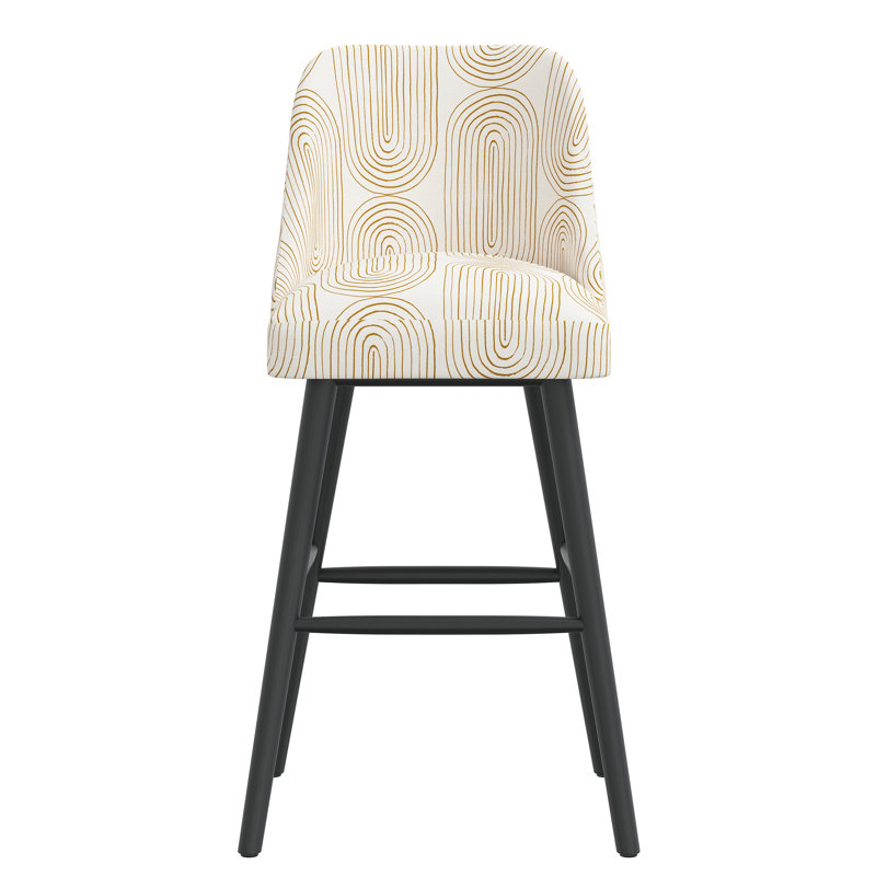 Tabouret de bar et de comptoir Gallie, Bois noir, Moutarde, oblong, Tabouret de bar (siège d'une hauteur de 31 po)