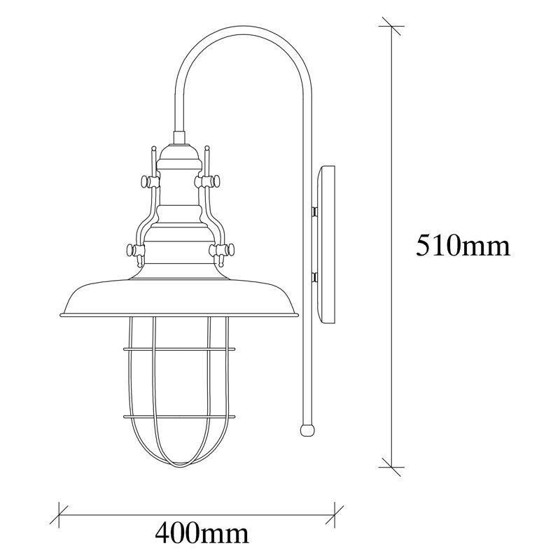 Lampe murale industrielle, corps en métal noir, plaque de base de 20 po de diamètre x 51 po de hauteur | Douille E27, 40 W maximum | Design élégant et simple pour la décoration moderne de la maison, du salon ou du bureau | Homologué IP20 pour une utilisation à l'intérieur