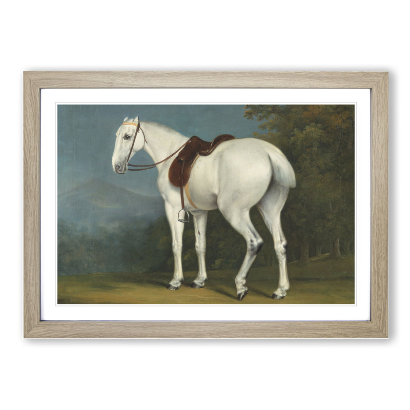 A Lady's Grey Hunter Horse by Jacques-Laurent Agasse - Picture Frame Painting, 27cm H x 36cm W x 2cm D, Oak Framed