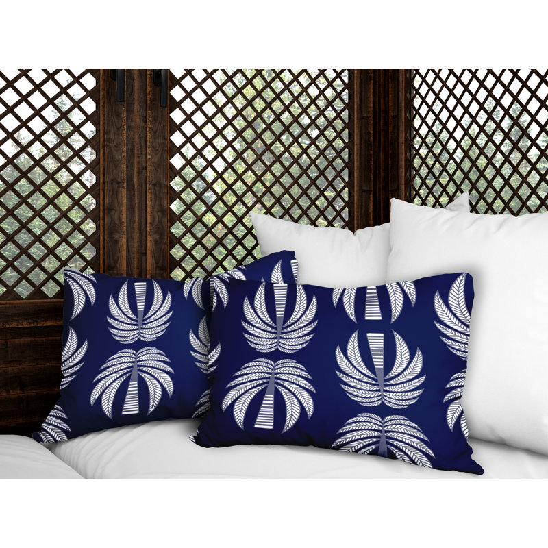 Polyester/Polyester Blend Lumbar Rectangular Indoor/Outdoor Pillow Cover & Insert, Navy Blue