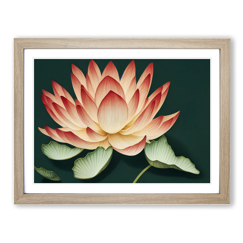 Showstopping Lotus Flower - Framed Print, 46cm H x 64cm W x 2cm D, Oak