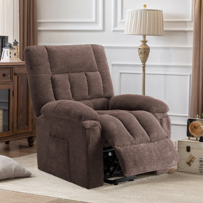 Faux Linen Electric Power Lift Chair Recliner Home Theater Seating With Vibrating Massage And Heating