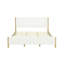Très grand lit capitonné moderne blanc avec pieds en bois d'hévéa - Tissu texturé doux, élégant et durable-435968988