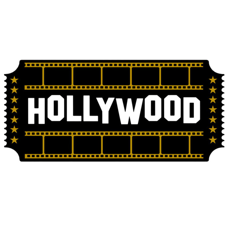 Décalcomanie murale salle de cinéma hollywood ticket, H 18 po x l 40 po