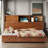 Wooden Full Size Daybed, Sofa Bed with Storage Drawers, USB Ports and Pushable Top Shelf-925260648