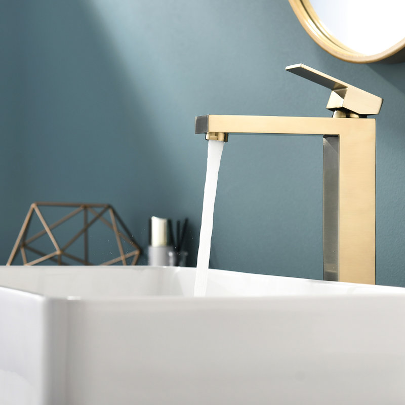 Contemporary Gold Sink Faucet - Single Handle And Side Spray Option Luxury Bathroom Tap Ceramic Filling Included