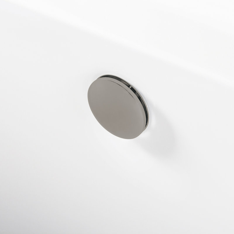 Kingston Brass Aqua Eden 45-Inch Acrylic Round Double Ended Freestanding Tub with Overflow/Drain Assembly, Brushed Nickel