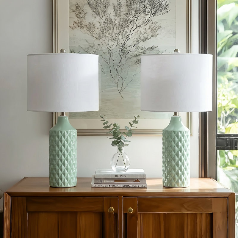 Creight Ceramic Table Lamp, Green