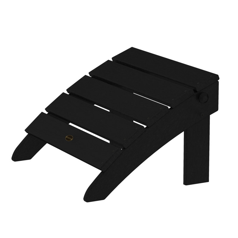 POLYWOOD Classic Adirondack Oversized Adirondack Folding Ottoman, Black