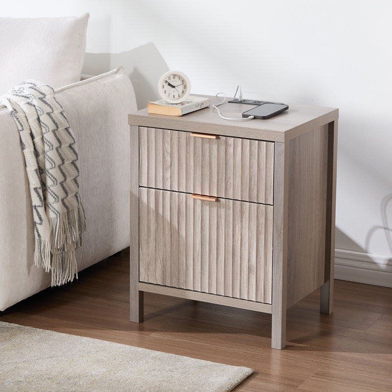 Table de chevet 2 tiroirs avec station de charge Modern