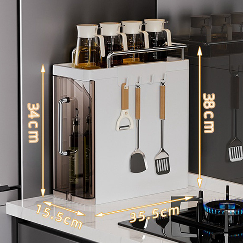 Desktop Narrow Storage Cabinet, Household Kitchen Storage Rack Multifunctional Spice Jar Rack, 34cm H x 15.5cm W x 35.5cm D