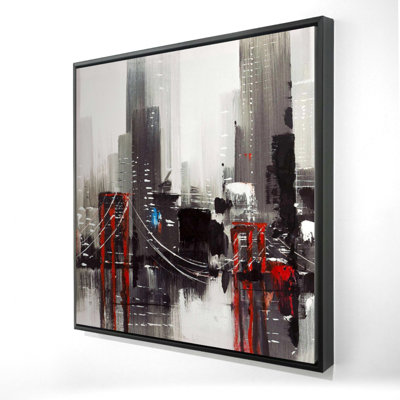 " Abstract Gray City With A Bridge "