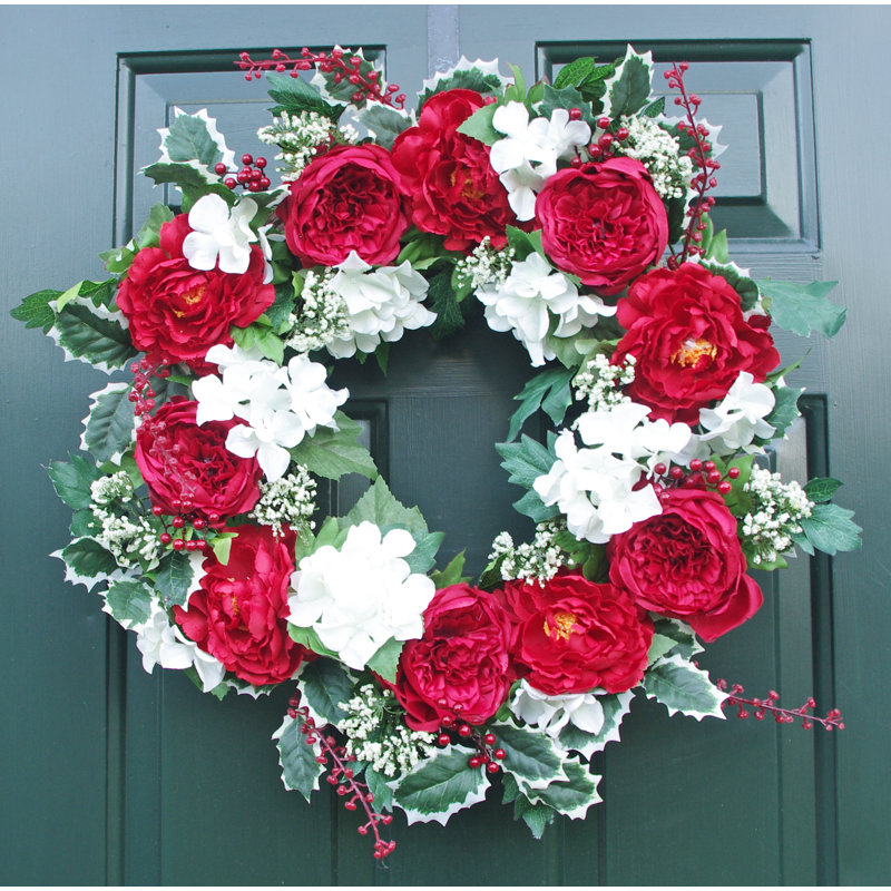 Handcrafted Faux Berry and Peony Polyester 22 " Wreath