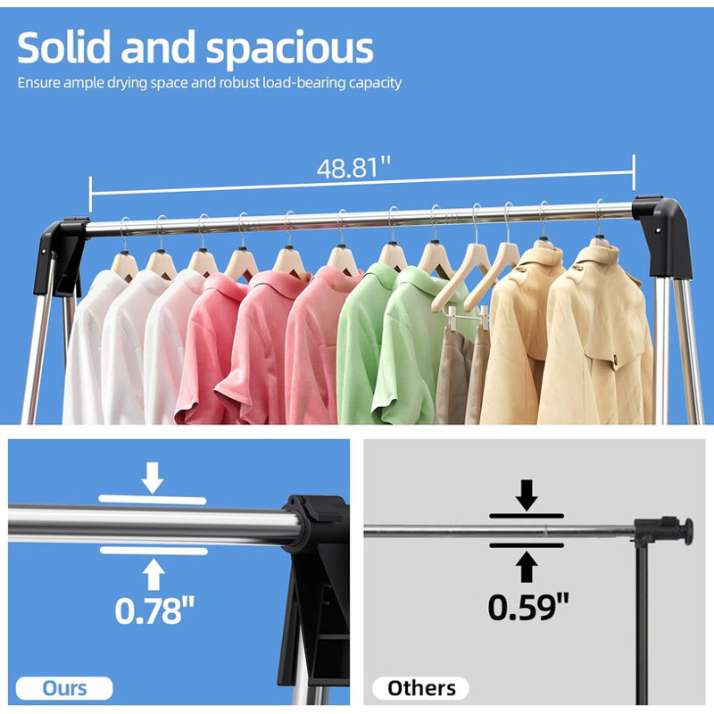 Stainless Steel Collapsible Clothes Drying Rack with Plastic Caps