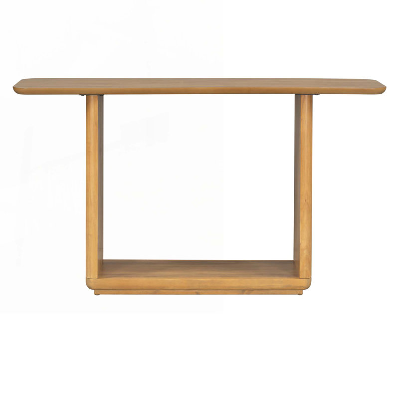 Console en bois avec coins arrondis, tablette, Brun