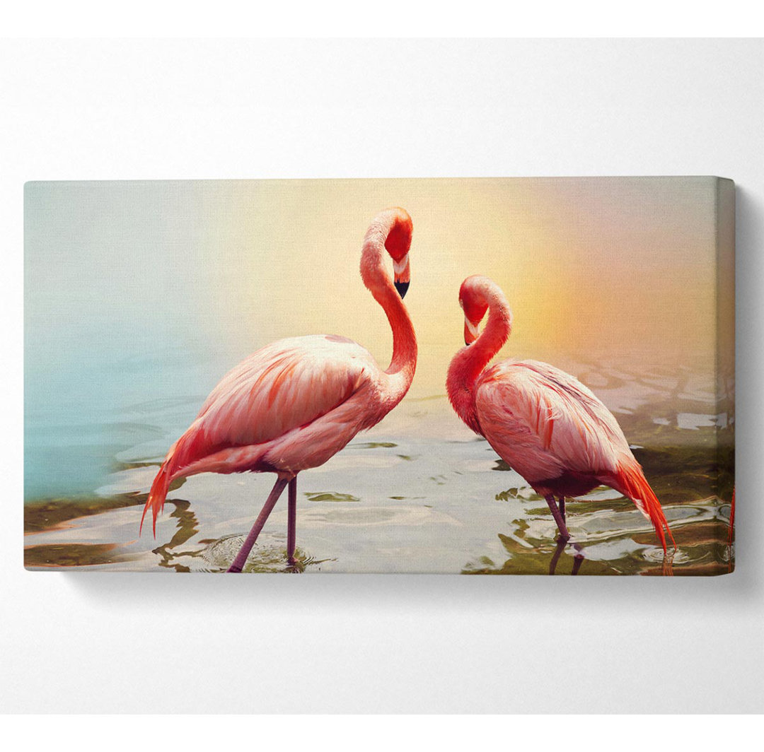 Flamingo Sonnenuntergang Breiter Leinwanddruck