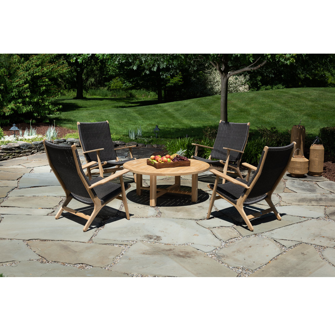 Dover Teak Premium All-Weather Wicker 4 - Person Patio Conversation Sets Rosecliff Heights