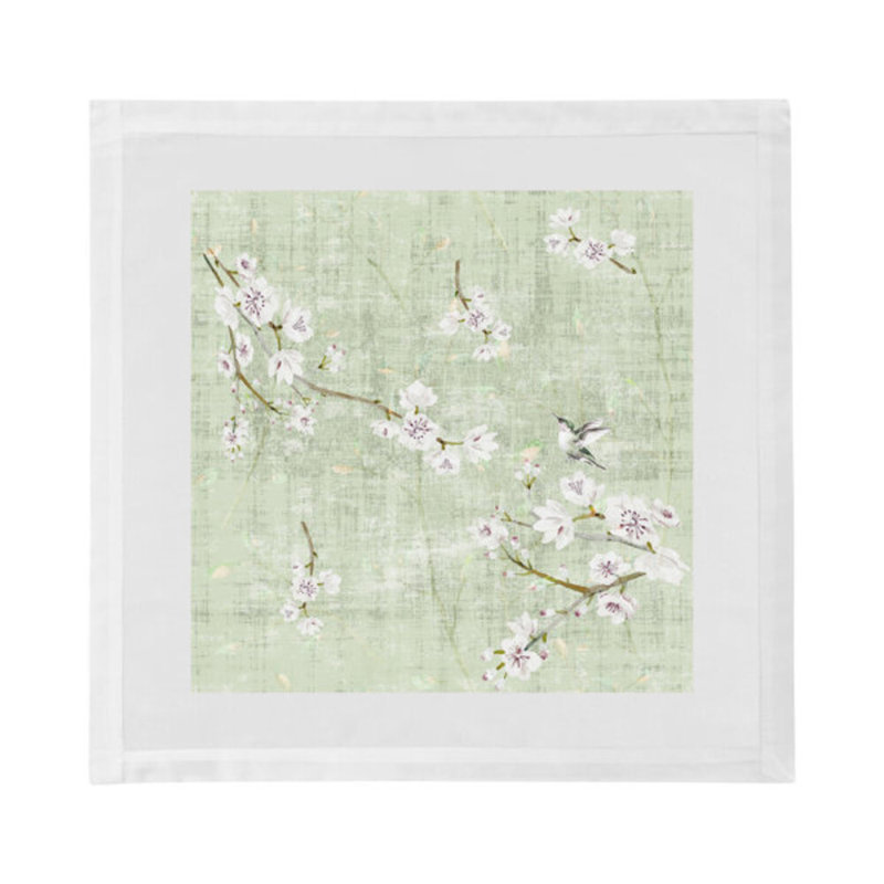Blossom Fantasia Hemstitch 22" Linen/Cotton Napkin, Celadon