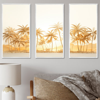 Ensemble de décoration murale Golden Grove Palm Tree Shadows I - Palmiers et palmiers