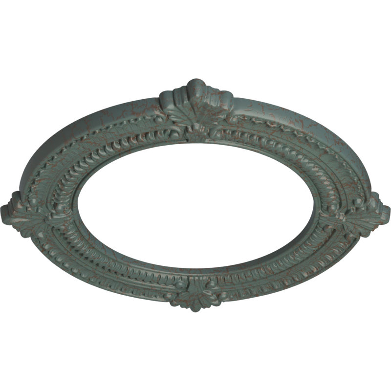 Endurathane Benson Ceiling Medallion, 13 1/8"OD x 8"ID x 5/8"P (Fits Canopies up to 8"), Hand-Painted Cloud Burst Crackle Finish